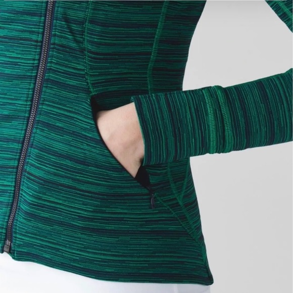 Lululemon Precision Green Cyber Jungle Blue Front Zip Jacket Size 8 - Picture 5 of 11